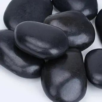 Pulovin 20 lbs Black Stones for Plants Indoor, 3-4 Inch Decorative River Rocks for Plants, Flower Pots, Vase, Polished Garden Stones for Outdoor Landscaping, Walkways, Yard