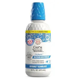 GuruNanda Oxyburst Whitening Mouthwash with Hydrogen Peroxide, Mint, 16 oz