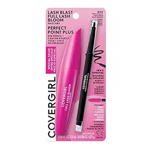 Covergirl Lash Blast Full Lash Bloom Mascara, Very Black & Perfect Point Plus Eyeliner Pencil, Black Onyx (Pack of 1)