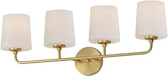 Maxim Lighting Bristol 4-Light Bath Vanity Light | Satin Brass Steel Finish | Satin White Glass Shade | Traditional Indoor Light Fixture | Ideal for Bathrooms & Powder Rooms | Damp Rated | 12094SWSBR