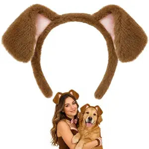 Dark Brown Dog Ears Headband, Golden Retriever Ears, Cosplay Puppy Ears Halloween Headbands for Women, Dog Headband for Washing Makeup Halloween Party