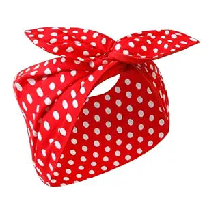 Huachi Red and White Polka Dot Headband for Women Retro 50s Bow Headband