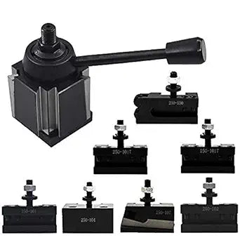 findmall AXA Size 250-111 Wedge Type Tool Post Set Fit for Lathe +2 Extra T Tool Holder