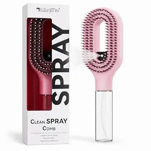 Hair Brush with Water Spray for Women, 2 in 1 Fine Mist Detangling Brush and Spray Bottle, Spray Hair Brush for Curly, Wavy, Thick & Straight Hair, Portable Mist Brush for Wet & Dry Styling