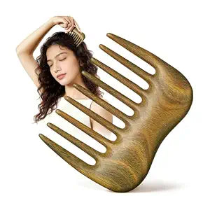 Wide Tooth Comb for Curls, Wooden Hair Comb with Long Teeth for Gentle Detangling, Perfect for Thick Hair, Women & Men