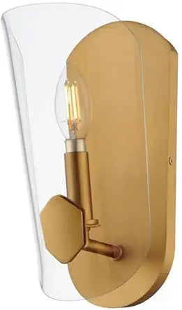 Maxim Lighting Armory 1-Light Wall Sconce | Natural Aged Brass Steel Finish | Clear Glass Shade | Transitional Indoor Light Fixture | Ideal for Hallways, Bedrooms & Bathrooms | Dimmable | 32351CLNAB