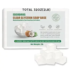 EDSRDRUS 2 lb Clear Glycerin Soap Base, Melt & Pour, Easy-Cut, Unscented