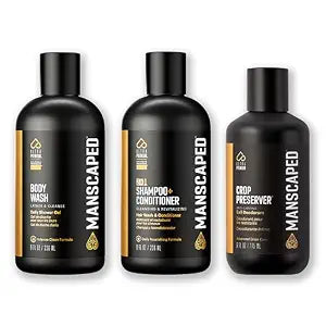 MANSCAPED® Fresh Start Kit, Men’s Daily Shower & Deodorant Set with Body Wash (8oz), 2-in-1 Shampoo & Conditioner (8oz), Crop Preserver® Ball Deodorant (6oz) – Hydrating, Anti-Chafing, Refined® Scent