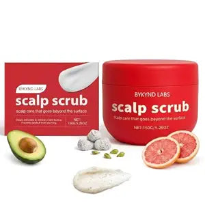 Official Bekynd Scalp Scrub Psoriasis Red Jar, Exfoliating Pre-Shampoo Treatment with Pumice, Grapeseed & Grapefruit Extracts, Helps Remove Buildup, Flakes & Excess Oil