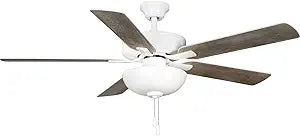 Progress Lighting AirPro 52 in. White 5-Blade AC Motor Transitional Ceiling Fan with Light