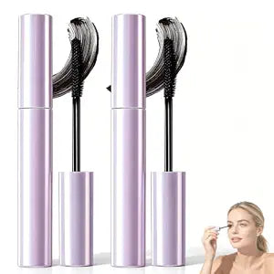 2Pcs Mascara for Older Women,Long Lasting Curl Mascara,Lengthening and Volumizing Mascaras,Lightweight Tubing Mascaras for Women,Water Resistant Mascaras with Curl for Daily Wear (Black)
