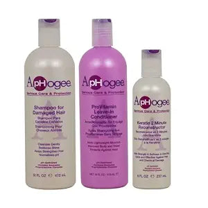 ApHogee Shampoo for Damaged Hair 16 Fl Oz, ProVitamin Leave-In Conditioner 16 Fl Oz, Keratin 2 Minute Reconstructor 8 Fl Oz Set