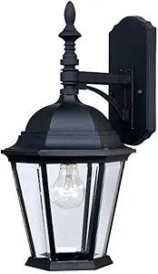 Maxim Lighting Westlake 1-Light Outdoor Wall Lantern | Black Finish | Clear Glass Shade | Mediterranean Porch Patio Lantern | 1004BK