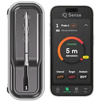 CHEF iQ Sense | Smart Wireless Meat Thermometer | Ultra-Thin Probe | WiFi Unlimited Range | 1000F Heat Safe | 5 Sensors | BBQ, Grill, Oven, Smoker, Air Fryer | Gen3