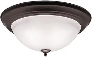 Kichler 8116OZ Flush Mount Round Glass Ceiling Lighting, Bronze 3-Light (16" W x 7" H) 180 Watts