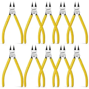 BOOSDEN 10 Pack Flush Cutters, Wire Cutters, 6'' Flush Cut Pliers | Spring Loaded Side Cutting Dikes, Heavy Duty Diagonal Cutters Bulk Set for Plastics,Floral, Crafting, Zip Ties, Electrical and DIY