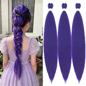 Purple Braiding Hair Pre Stretched 30 Inch 3 Packs Hair For Braiding