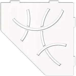 Schluter Pentagonal Corner Shelf for Tiled Walls - Curve Design, Aluminum Material, Matte White Finish, 3/32" Thick Anchoring Tabs - SES2D6MBW