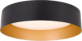 Bargeni Flush Mount Ceiling Light,Matte Black with Gold Interior,12.5"
