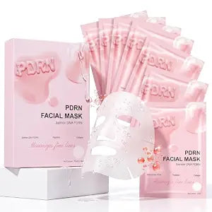 PDRN Facial Mask 10-Pack, Premium Salmon DNA & Collagen Sheet Masks for Radiant Glass Skin, Visibly Plumps Fine Lines & Restores Moisture Barrier, K-Beauty Anti-Aging Skincare