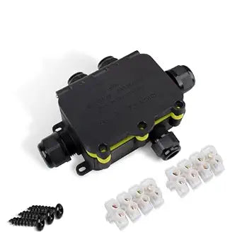 1 Pcs Electrical Junction Box Waterproof, Outdoor Waterproof Cable Connection Box LF-2068-5T, 5 Ways for Wire Diameter 5 to 12mm and 3.5 to 10mm