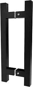 8" Back to Back Ladder Shape Pull Shower Door Handle Compatible with 1/4" to 1/2" Thickness Glass Door for Frameless Shower Doors, Matte Black with 304 Stainless Steel