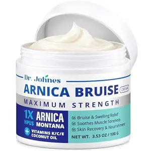 Dr. Johnes Arnica Bruise Cream Extra Strength Formula for Thin & Sensitive Skin with Arnica Montana HPUS & Vitamin K, Gentle Botanical Skin Care for Seniors and Everyday Care (3.53 Oz (Pack of 1))