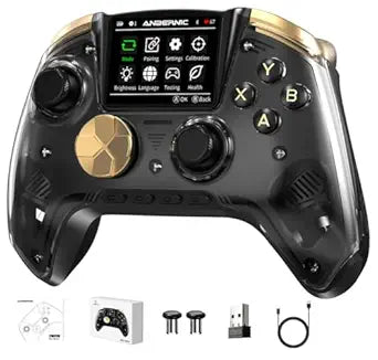 Voacle RG G01 Interactive Screen Wireless Gaming Controller Compatible with PC/Steam/Linux/Android/Switch/IOS 2.4G Wireless Bluetooth Controller Gamepad Hall Effect Triggers(Black)