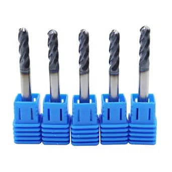 5pcs 3/16in Ball Nose Solid Carbide End Mills,4 Flute, 30 Degree Helix Bits Tool for Medium Hardness Steel, Brass, Iron