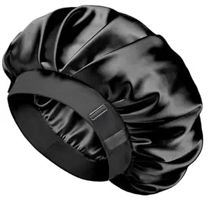 Umisleep Silk Lined Bonnet for Sleeping Women Men Thick Hair, Large, Black