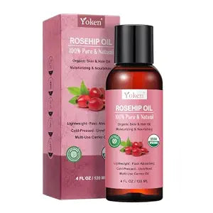 Yoken Organic Rosehip Seed Oil 4oz, Cold Pressed & Unrefined Facial Oil