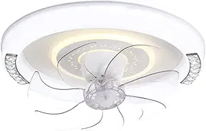 Modern Ceiling Fan Light 19.69 Inch 360 Degree Rotation 2 in 1 Lighting and Fan 3 Color Dimmable 6 Speed Transparent Blades for Living Room Bedroom Kitchen Office