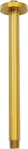 Solid Brass 12 inch Round Ceiling Mount Shower Arm and Flange, NPT