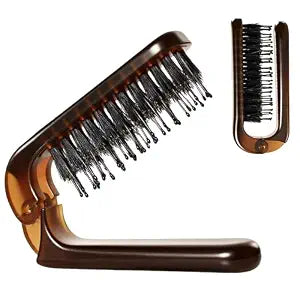 Folding Travel Hair Brush, Mini Boar Bristle for Pocket Purse