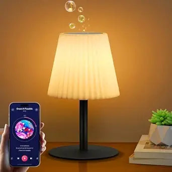 Shower Lamp with Speaker IP44 Waterproof, Rechargeable Cordless Table Lamp RGB Color with Remote, LED Battery Operated Lights for Inside/Outdoor Bathroom Night Light Patio