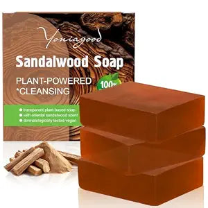 3 PCS Sandalwood Soap, 4 in1 Hair,Body, Face & Shaving Mens Bar Soap