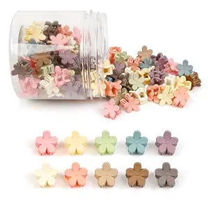 100Pcs Colorful Mini Flower Hair Clips, TEBIEKOY Small Hair Clips Mini Claw Clips Cute Jaw Clips Hair Pins Hair Barrettes Hair Accessories for Women Teens