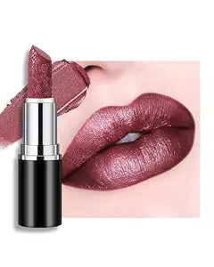 Metallic Shimmer Frosted Lipstick,Plum Velvet Carving Lipstick,Burgundy High Pigment Long Lasting Lip Tint Gloss Cream Lip Stain, Thanksgiving Christmas Lip Makeup for Women Girl