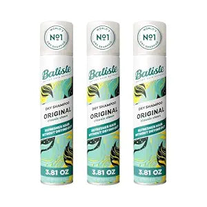 Batiste Dry Shampoo, Original Fragrance, Refresh Hair and Absorb Oil Between Washes, Waterless Shampoo for Added Hair Texture and Body, 3.81 OZ Dry Shampoo Bottle, 3 Pack