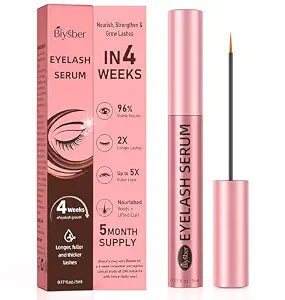 Eyelash Growth Serum with Peptide & 7 Botanicals, Lash Growth Serum to Boost Lash Fullness & Thickness, Vegan Formula & Gentle for Sensitive Eyes 5mL