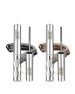 2Pcs Washable Metal Rod Mascara,Black Brown Waterproof Iron Wand Mascara