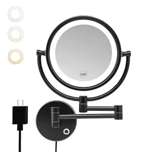 GURUN 8.5" Plug-in Magnifying Makeup Mirror with 3 Tones LED Lights Double Sided Vanity Mirror for Bathroom with 10X Magnification M1809DO (Oil-Rubbed Bronze/10X) for Mom Women