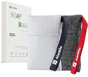 2 Pieces Soap Bags for Soap Bars, Exfoliating Soap Saver Bags, Foaming Bar Soap Pouches for Use in Baths or Showers (Gray)