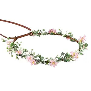 Fairy Pink Flower Crown Headband, Floral Headpiece for Women