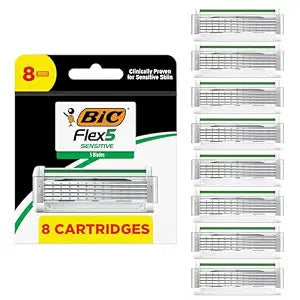 BIC Flex 5 Disposable Razor for Men, Sensitive Skin, 8 Count