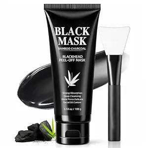 Blackhead Remover Mask, Charcoal Peel Off Face Mask, Blackhead Removal, Deep Cleansing, Controls Oil, Targets Face and Nose, Ideal for All Skin Types, with Brush, Extractor Tool,100g