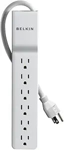 Belkin Surge Protector Power Strip 6 AC Outlet 10ft Cord White 700 Joules