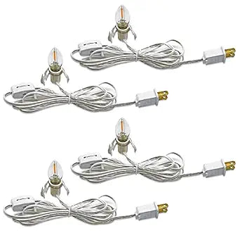 KGC C7 Accessory Cord with 4 C7 Led Light Bulb Candelabra-Base E12 Socket