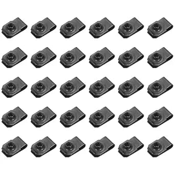 PATIKIL U-Style Clip-On Nut, 30 Pack M5-0.8 Regular Extruded U-Nut U-Type Fasteners Hardware Nuts for Automotive Metal Cars Motorcycles, Black