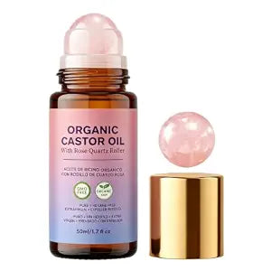 Castor Oil Roll On with Rose Quartz Roller, Travel Size, 1.7 oz
